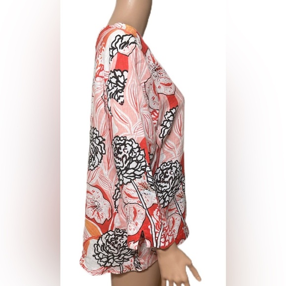 Christian Berg Woman Blouse M Floral Tie Side Pure Linen Multicolor - Picture 5 of 11